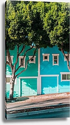 Постер Голубой и зеленый дом