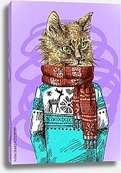 Постер Кот в вязаном свитере