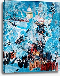 Постер Кустодиев Борис Religious Procession in a Village, 1915