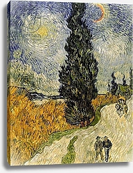 Постер Ван Гог Винсент (Vincent Van Gogh) Road with Cypresses, 1890 2