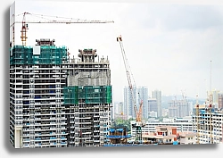 Постер Строительство небоскребов в Сингапуре