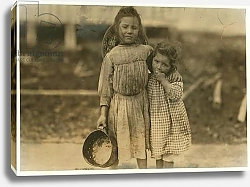 Постер Хайн Льюис (фото) Maud and Grade Daly, 5 and 3 years old pick about a pot of shrimp each day for the Peerless Oyster Company, Bay St. Louis, Mississippi, 1911