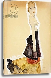 Постер Шиле Эгон (Egon Schiele) Kneeling Girl with Spanish Skirt; Knieendes Madchenmit Spanischem Rock, 1911
