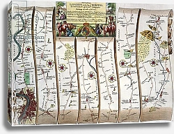 Постер Огилби Джон (карты) Road from London to Bristol, from John Ogilby's 'Britannia', published London, 1675