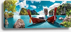 Постер Живописный пейзаж Таиланда. Пляж и острова Пхукет.