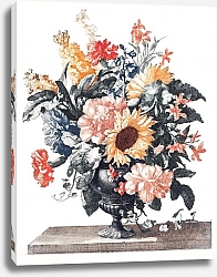 Постер Тейлер Иоханнес Каменная ваза с подсолнухами и гвоздиками (1688-1698)