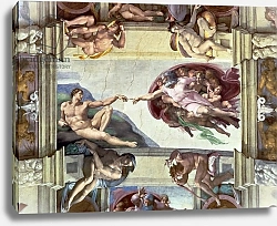 Постер Микеланджело (Michelangelo Buonarroti) Sistine Chapel Ceiling: Creation of Adam, 1510 2