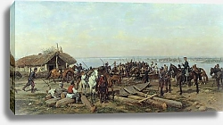 Постер Ковалевский Павел Переправа через Дунай. 1880