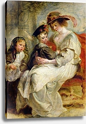 Постер Рубенс Петер (Pieter Paul Rubens) Helene Fourment with Two of her Children, Claire-Jeanne and Francois, c.1636-37