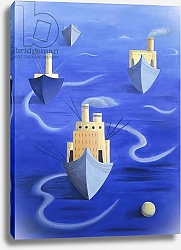 Постер Хьюго Мари (совр) Boats in Harbour, 1994