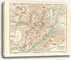 Постер Карта Мюнхена, конец 19 в. 1