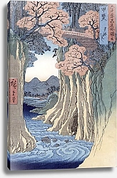 Постер Утагава Хирошиге (яп) The monkey bridge in the Kai province, from the series 'Rokuju-yoshu Meisho zue'