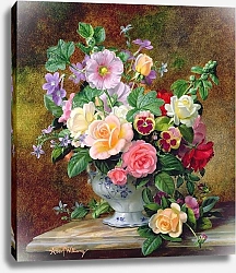 Постер Уильямс Альберт (совр) Roses, pansies and other flowers in a vase