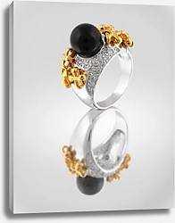Постер Серебряное кольцо с черной жемчужиной