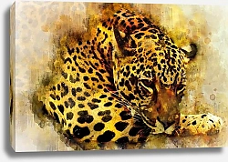 Постер Акварельный портрет леопарда 1