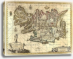 Постер Карта Исландии. 17 век