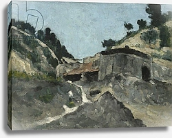 Постер Сезанн Поль (Paul Cezanne) Landscape with Water Mill, c.1871