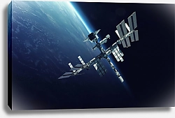 Постер Международная космическая станция на фоне Земли