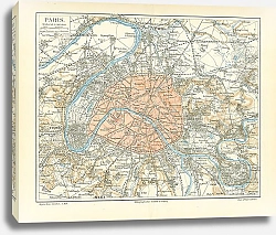 Постер Карта Парижа, конец 19 в.
