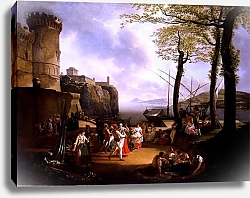 Постер La Tarantelle An evening coastal landscape with Neapolitan peasants dancing the Tarantella