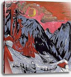 Постер Кирхнер Людвиг Эрнст Mountains in Winter, 1919