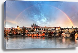 Постер Чехия, Прага. Городской пейзаж с радугой