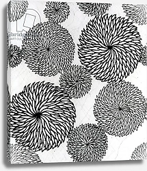Постер Школа: Японская 19в. Chrysanthemums, a stencil for printing on cotton