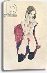 Постер Шиле Эгон (Egon Schiele) Seated Girl with Black Stockings and Folded Hands; Sitzendes Madchen mit schwarzen Strumpfen und vorgehaltenen Handen, 1911