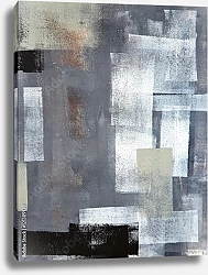 Постер Серая  абстракция с белыми прямоугольниками