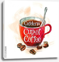 Постер Кафетерий, чашка горячего кофе 