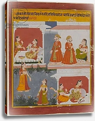 Постер Школа: Индийская 18в Illustration from a manuscript of the Bihari Satasai, early 18th century