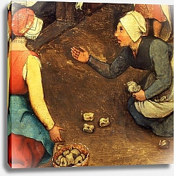 Постер Брейгель Питер Старший Children's Games: detail of a game throwing knuckle bones, 1560