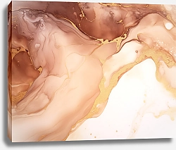 Постер Abstract brown with gold ink art 1