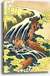 Постер Хокусай Кацушика The Waterfall where Yoshitsune washed his horse', pub. by Nishimura Eijudo, c.1832,
