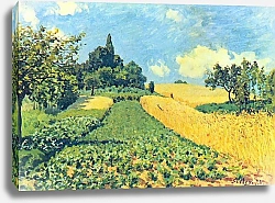 Постер Сислей Альфред (Alfred Sisley) Поля на холмах близ Аржантея