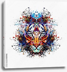 Постер Портрет тигра в брызгах краски
