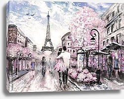 Постер Улица Парижа в розовых цветах