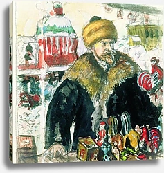 Постер Кустодиев Борис Автопортрет (в шубе). 1912