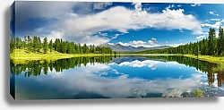Постер Россия. Алтай. Панорама с горным озером