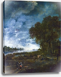Постер Ван дер Ниер Вечерний пейзаж с рекой