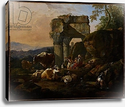 Постер Роос Йоханн Roman Landscape with Cattle and Shepherds, 1676