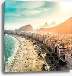 Постер Бразилия, Рио-де-Жанейро. Пляж Копакабана ранним утром