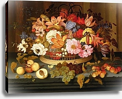 Постер Аст Балтазар Still Life of Fruit and a Basket of Flowers, 1623