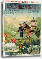 Постер Школа: Французская Poster advertising the ski resort of Ax-Les-Thermes, France, c.1900