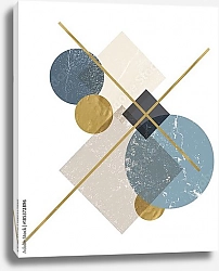 Постер Абстрактная композиция декоративных геометрических форм с гранж-текстурой 1