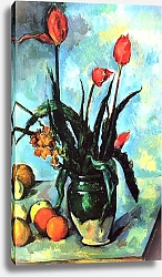 Постер Сезанн Поль (Paul Cezanne) Натюрморт с тюльпанами в вазе