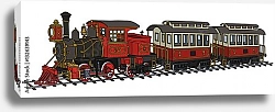 Постер Красные паровой поезд