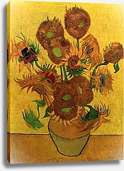 Постер Ван Гог Винсент (Vincent Van Gogh) Натюрморт: пятнадцать подсолнухов в вазе, 1889 Второй вариант
