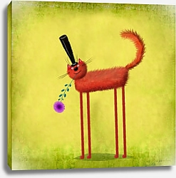 Постер Сикорский Андрей (совр) Рыжий кот в шляпе с цветком