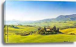 Постер Италия, Тоскана. Весенний вид с виллой